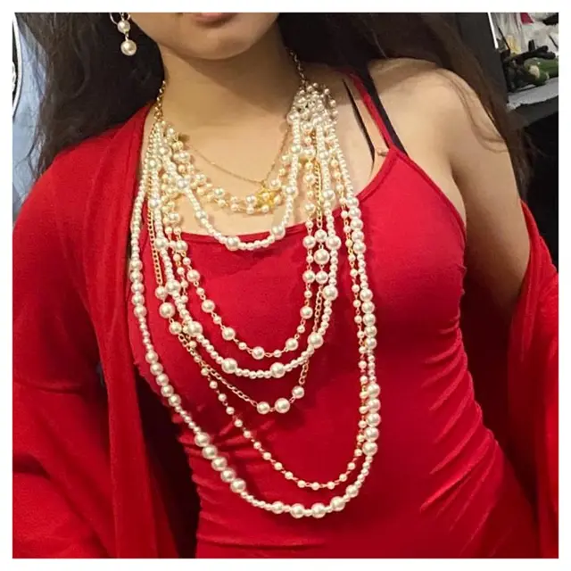 Exaggerated Temperament Long Style Clavicle Necklace White - Shop at LoveMi