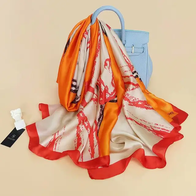 Fashion Satin Floral Imitation Silk Scarf - Shop at LoveMi