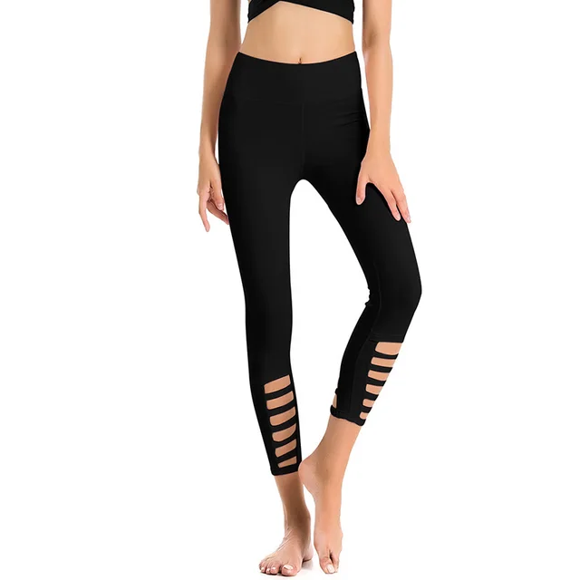 Tight fitting Yoga Pants Nine point Pants Stretch Quick drying Sports Fitness Running Pants Black - Shop at LoveMi
