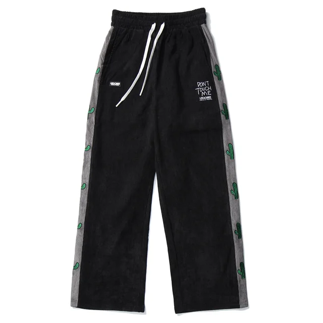 Thin Style Spring Summer Straight Casual Pants Men'S And Women'S Loose Size Wide Leg Pants Corduroy Pants Black - Shop at LoveMi