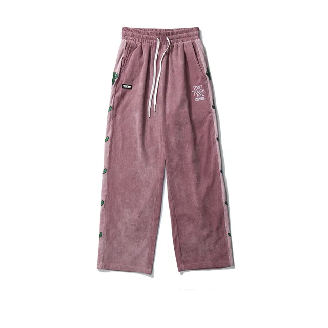 Thin Style Spring Summer Straight Casual Pants Men'S And Women'S Loose Size Wide Leg Pants Corduroy Pants Pink - Shop at LoveMi