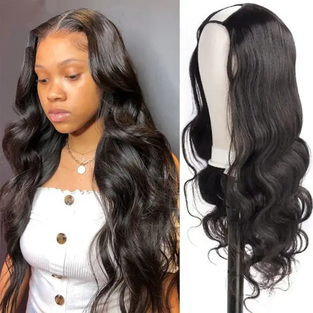 Forever Glueless Body Wave U Part Wigs 150 Density Brazilian 16Inch - Shop at LoveMi