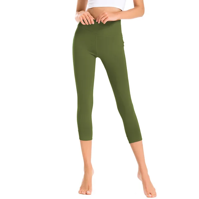 Yoga Tight Cropped Pants Women'S High Stretch, Quick Drying, Thin, Buttocks Shaping Army Green - Shop at LoveMi