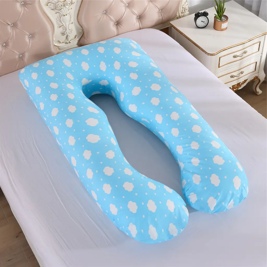 Multifunctional Pillow For Pregnant Women Lying On The Side, Pure Cotton Removable And Washable U Type - Clouds