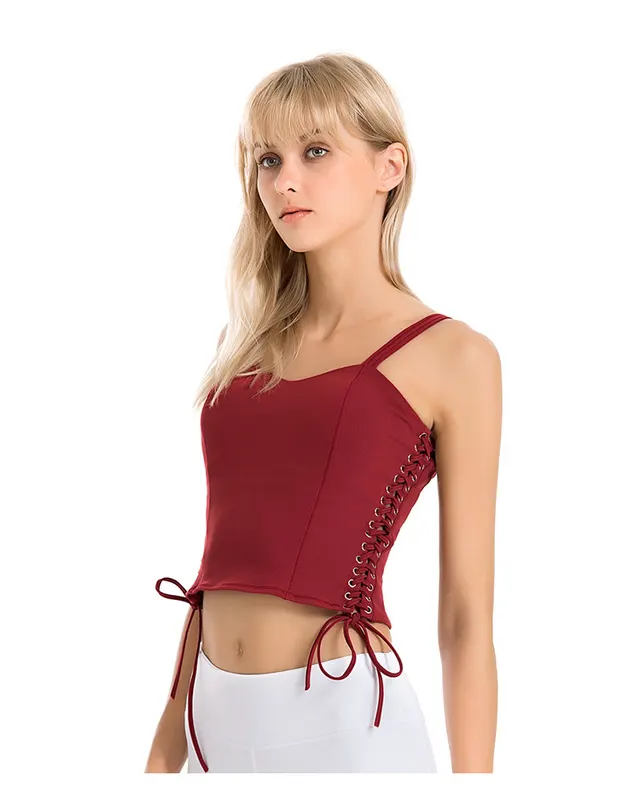 Beautiful Back Yoga Vest Sexy Shockproof Sports Hollow Strap Adjustable Running Sling Top Red - Shop at LoveMi