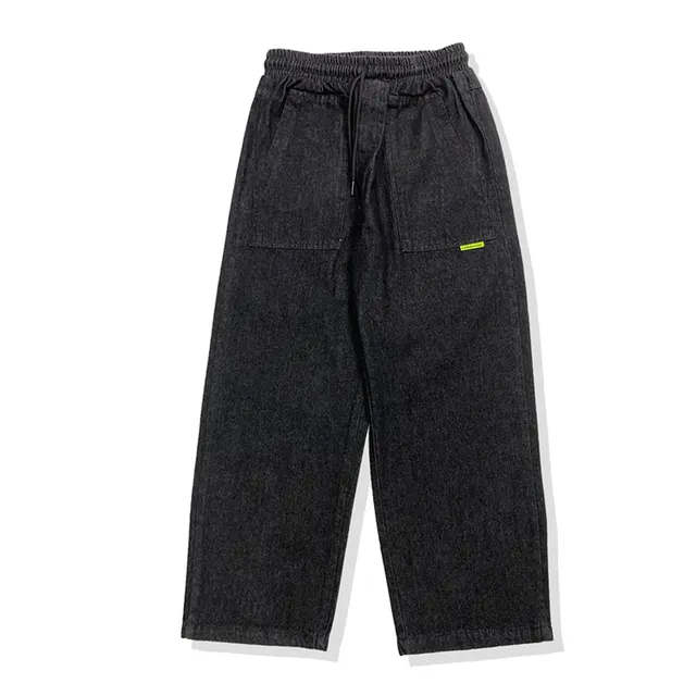 Retro Washed Jeans Male Korean Version Of Wild Loose Wide Leg Old Daddy Pants Straight Casual Trousers Tide Black - Shop at LoveMi
