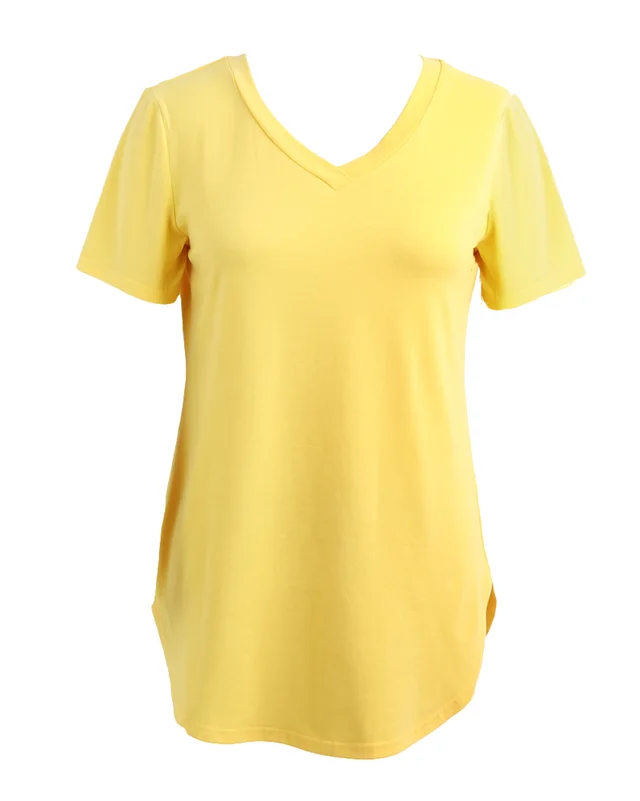 Women's T shirt Summer Plus Size Tee Basic Shirts Yellow - Shop at LoveMi