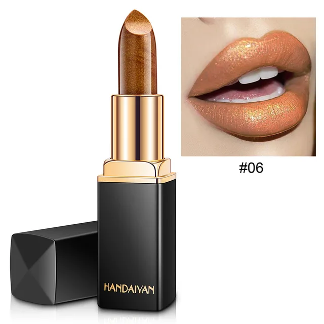 Shiny Metallic Lipstick Pearlescent Color Temperature Change Lipstick Gilt Lipstick 6 Style - Shop at LoveMi