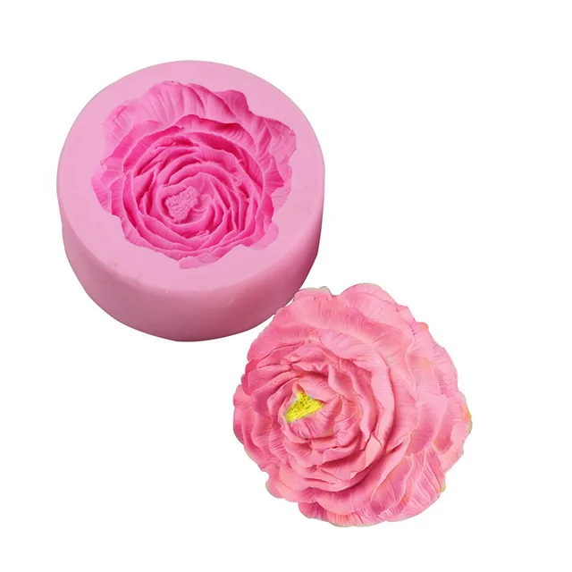 Silicone Mould Sugar Turnover Peony Cake Decoration Cake Mould Diy Hand Soap Soap Baking Mold Pink - Shop at LoveMi