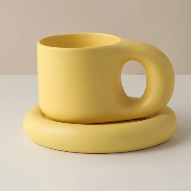 Ceramic Gift Box Set Office Household Mug Coffee Cup Yellow - Shop at LoveMi