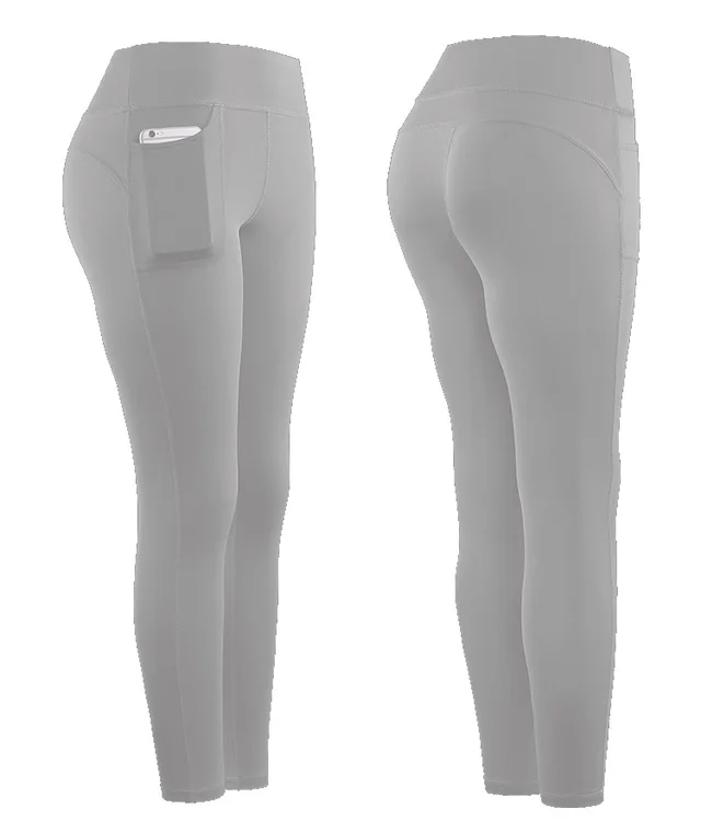 Multi Color High Waist High Elastic Pocket Sports Running Fitness Yoga Jiufen Leggings Female Grey - Shop at LoveMi