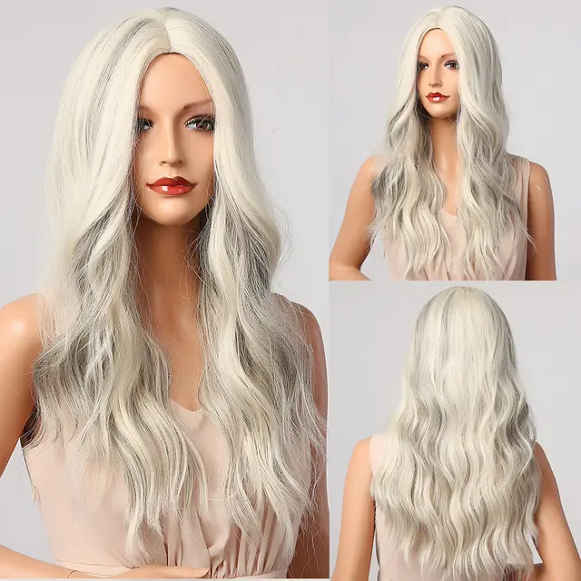 Medium And Small Curly Long Hair High Temperature Silk Wig White - Shop at LoveMi