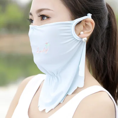 Large Area UV Protection Women's Breathable Sunscreen Mask Blue - Shop at LoveMi