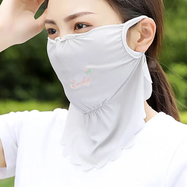 Large Area UV Protection Women's Breathable Sunscreen Mask Grey - Shop at LoveMi