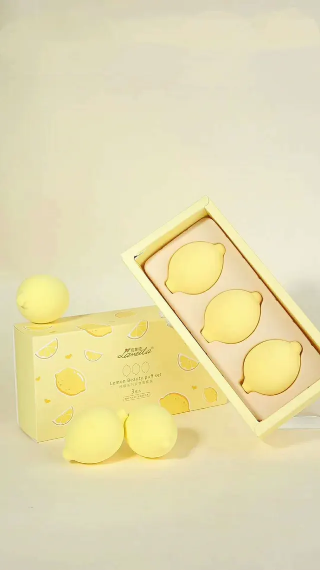 Small Mango Fruit Series Beauty Egg No Powder Super Soft And Delicate Puff Sponge Makeup Egg Wet And Dry Set A80172 - Shop at LoveMi