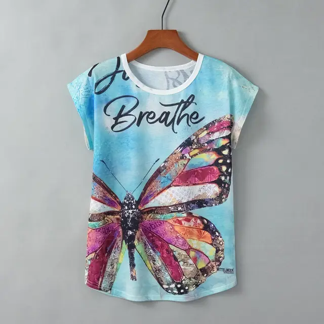 Turtle Print Round Neck Short Sleeve Women L - Shop at LoveMi