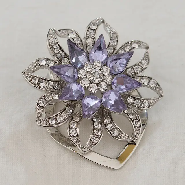 Large Glass High Grade Alloy Plating Corner Buckle Knotted Buckle Silk Scarf Buckle Water Lotus - Shop at LoveMi