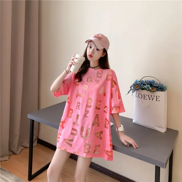 Korean Style Loose Short Sleeved t Shirt Women's Top Pink - Shop at LoveMi