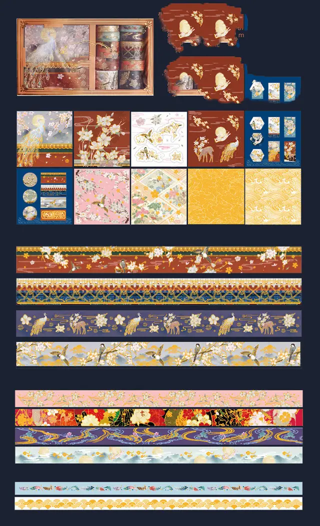 Luming Nine Days Series Hand painted Retro National Tide Cranes Forbidden City Sticker Palace Wall Chisakura - Shop at LoveMi