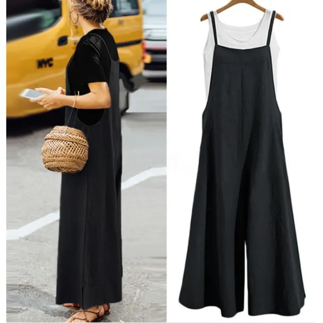 Loose One Piece Wide Leg Pants Casual Jumpsuit Black - Shop at LoveMi