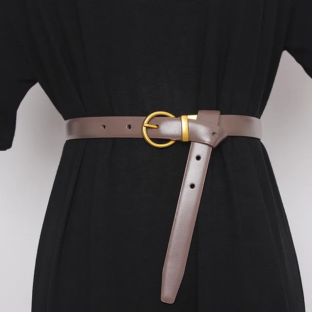 Semi Round Retro Women'S Belt, Women'S Decorative Belt, Double Sided Cow Leather, Exquisite Versatile Waist Cover And Trousers Section D - Shop at LoveMi