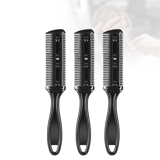 Bulk Black Double Sided Hair Cutting Brush Bangs Hair Repairer Plastic Comb With Blade Black - Shop at LoveMi