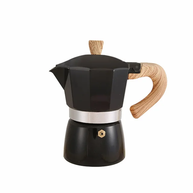 Aluminum Moka Pot Octagonal Coffee Pot Cup Aluminum Coffee Moka Pot Aluminum Classical Black - Shop at LoveMi