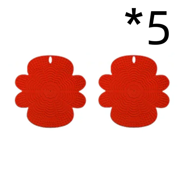 Creative Home Use Silicone Round Dishwashing Brush Fruit Kitchen Cleaning Ball 5Pcs Red - Shop at LoveMi