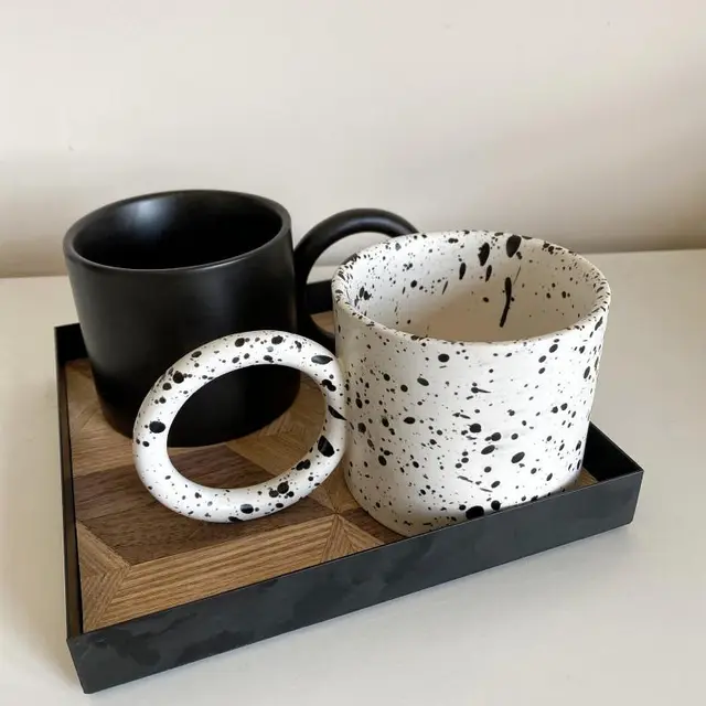Niche Coffee Cup Nordic Ink Dot Cup Ceramic Cup Holder For Two - Shop at LoveMi