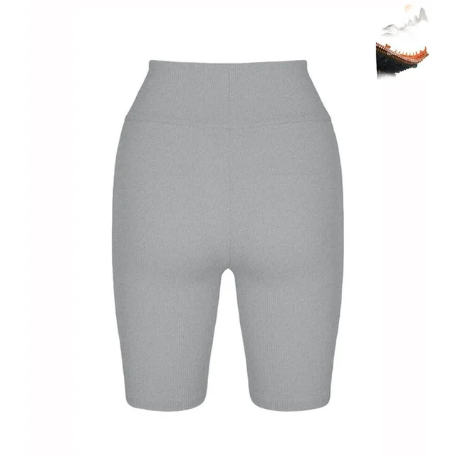 Tight Height Waist Fitness Shorts Female Solid Color Knitted Gray - Shop at LoveMi