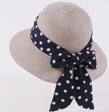 New Children's Straw Hats Leisure Ribbon Bow Hat Grey - Shop at LoveMi