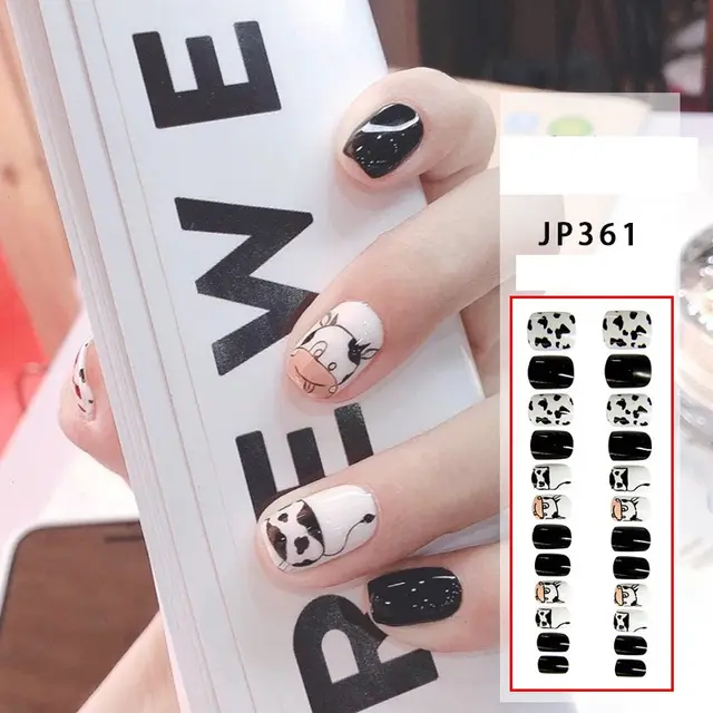 Autumn Winter Web Celebrity Nail Patch Nail Piece False Nail Cows - Shop at LoveMi