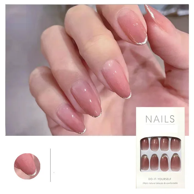 Autumn Winter Web Celebrity Nail Patch Nail Piece False Nail Pink - Shop at LoveMi