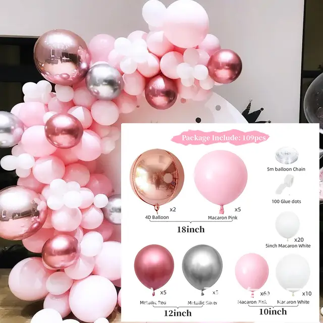 Cross Border Rose Gold Balloon Set Baby Birthday Party Adult Wedding Decoration Champagne Gold Set Pink - Shop at LoveMi