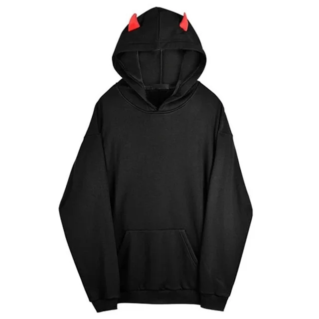 Loose Solid Color Hooded Long Sleeved Sweater Black - Shop at LoveMi