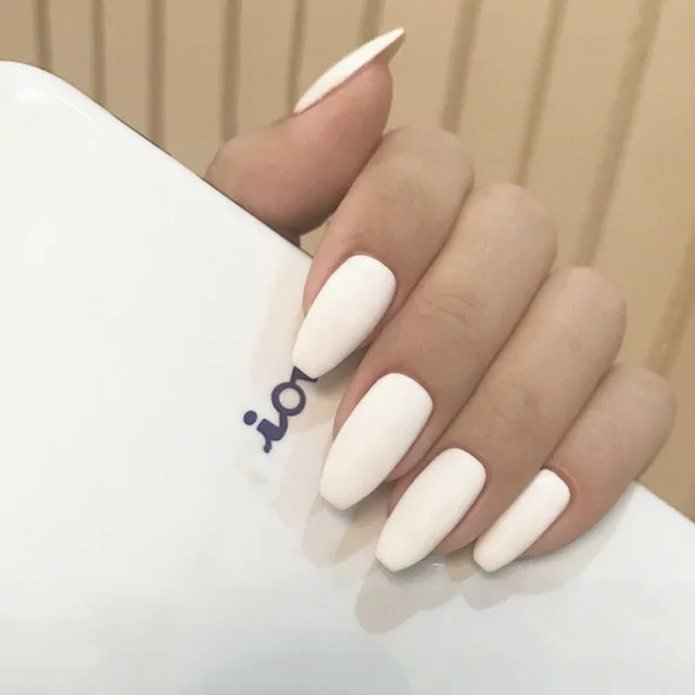 Frosted Short Ballet Wear Finished Fake Nails Solid Color Patch Wearable - Shop at LoveMi