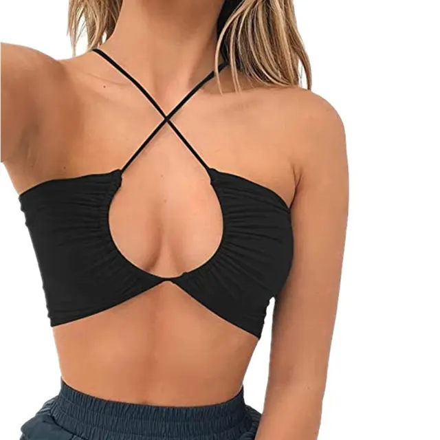 Women's New Style Long Drawstring Straps Strapless Halter Hanging Neck Wrap Chest Black - Shop at LoveMi