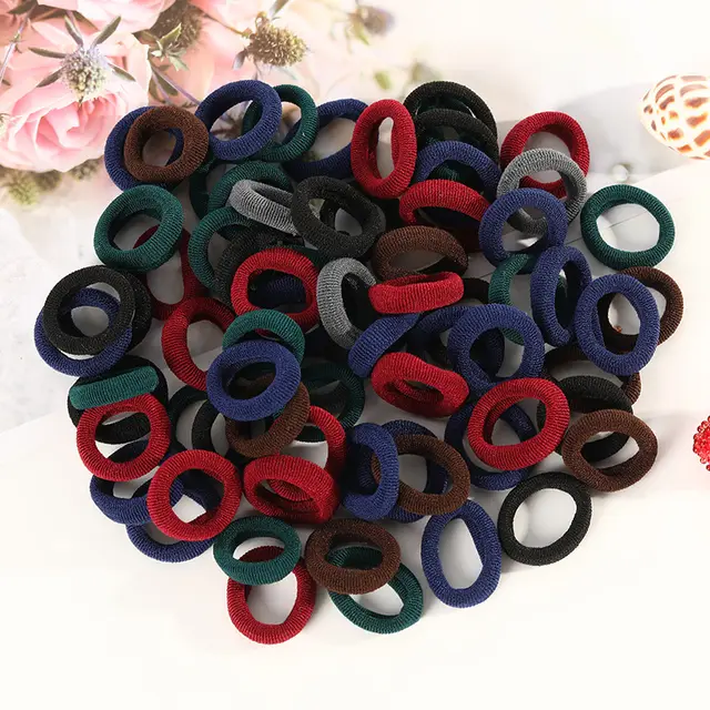 100 Small Towel Ring Bags Korean Candy Color High Elasticity Hair Accessories Head Rope 2Cm Style 1 - Shop at LoveMi