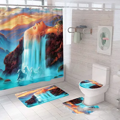 Bathroom Set Shower Curtain Waterfall Non slip 3Style - Shop at LoveMi