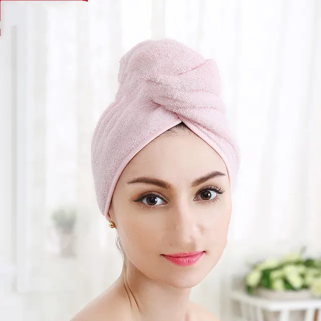 Pure Cotton Shower Cap Ladies Dry Hair Towel Soft Thick Absorbent Buckle Dry Hair Cap Pink - Shop at LoveMi