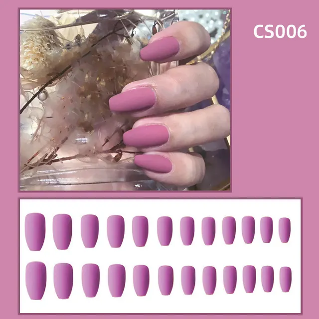 Fake Nails Wear Nails Autumn And Winter Frosted Personality Waterproof Ballet Nails Cherry Blossom Purple - Shop at LoveMi