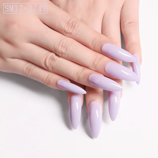 Long Pointed False Nails Solid Color Nails Salon Nails Almond Nail Patches Finger Nails J - Shop at LoveMi