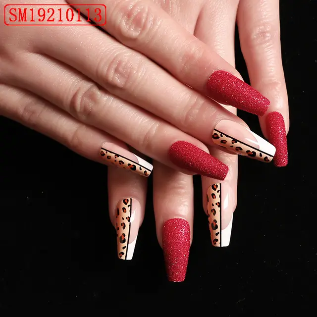Boxed Nail Art New Finished Nail Piece French Leopard Print Ballet Fake Nail Patch Nail Removable Wearable Sm1921013 - Shop at LoveMi