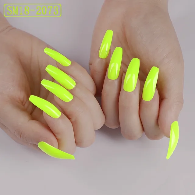 Long Ballet Fake Nail Solid Color Coffin Nail - Shop at LoveMi