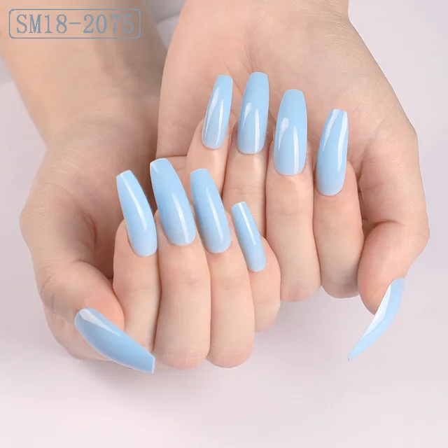 Long Ballet Fake Nail Solid Color Coffin Nail H - Shop at LoveMi
