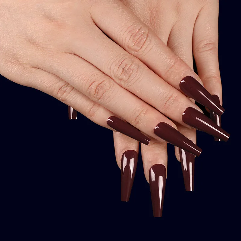 A variety of colours to choose from Nail Art Long Coffin Fake Nails Ballet Nail Patch Wearing Nail Bag - P83