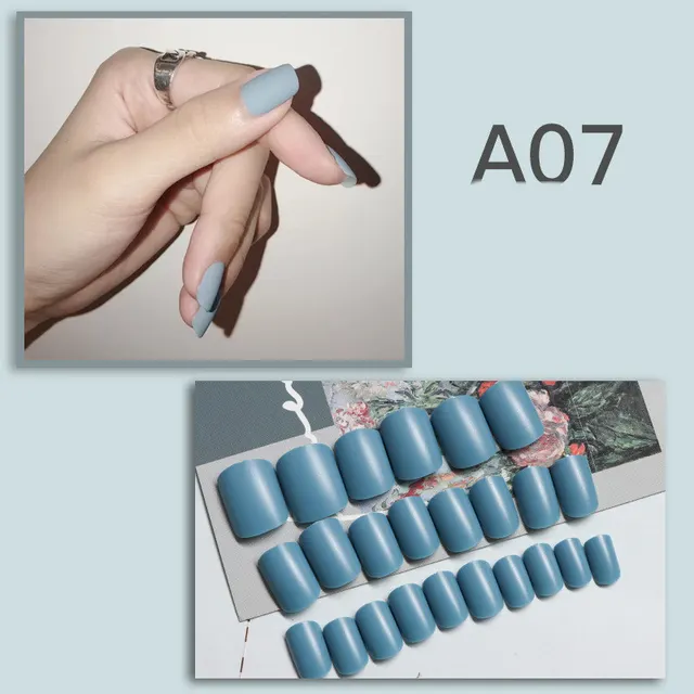 Net Red Fake Nail Sticker Wearing Nail Finished Nail Piece Nail Sticker Pure Haze Blue - Shop at LoveMi