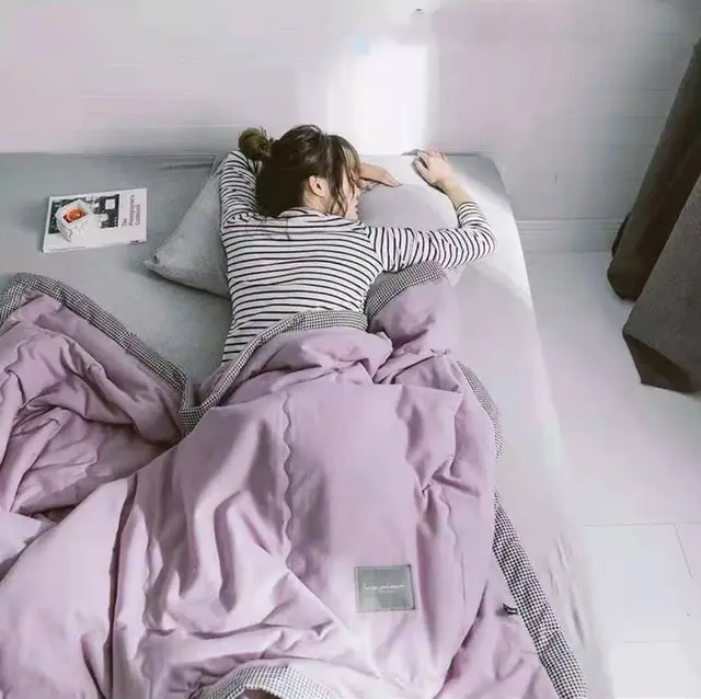 Washed Cotton Summer Quilt Houndstooth Summer Quilt Air Conditioning Quilt Simple Plain Gift Summer Cool Quilt Lavender - Shop at LoveMi