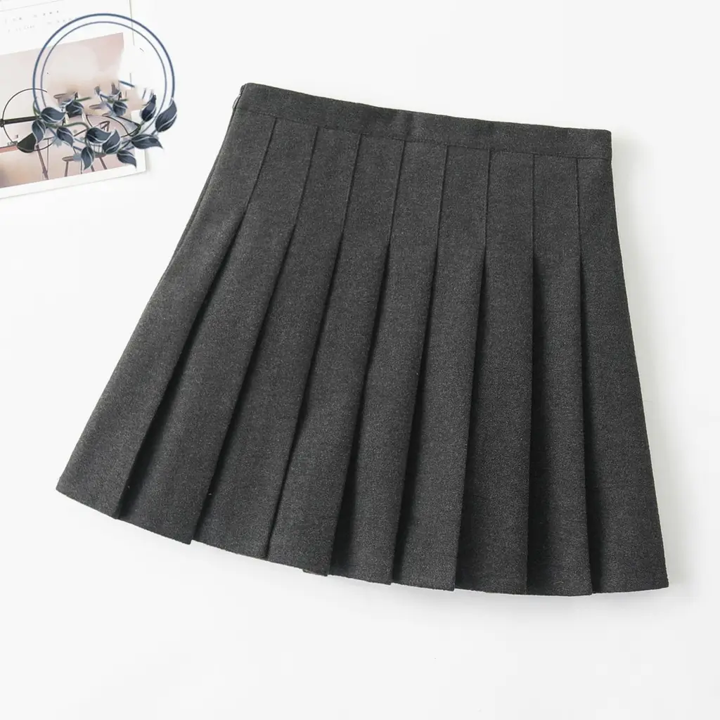 Autumn And Winter New Korean Students All-Match High-Waist Stretch-Proof Bust Skirt - Dark Gray