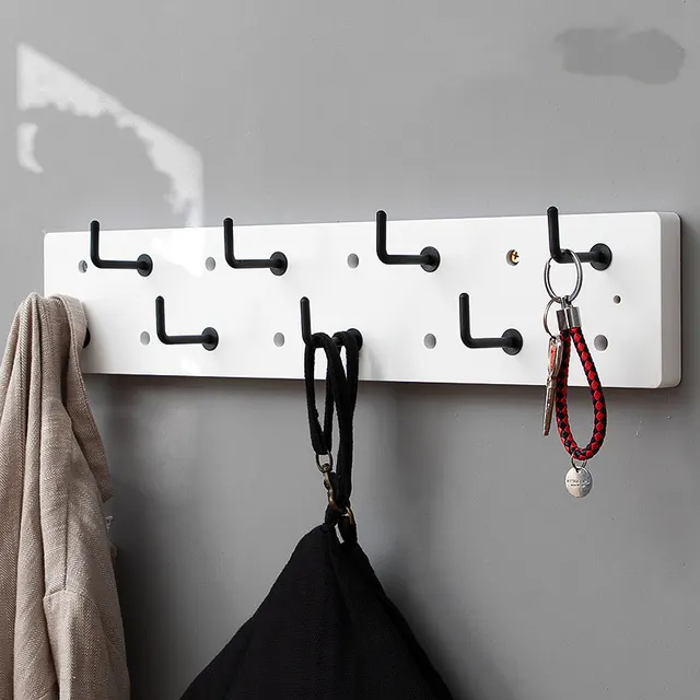 Clothes Hook Rack Coat Rack Wall Hanging Entrance Entrance Entrance Living Room Creative Wall Wall Hanger White 8 Hooks - Shop at LoveMi